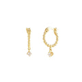ROXI 925 Sterling Silver 18k Gold Plated Beaded Zircon Pendant Hoop Huggie Earring