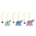 614034 6pcs Light Elephant Swirl Paper Streamers Diwali Party Ornament Indian Festival Celebration Party Decoration Supplies
