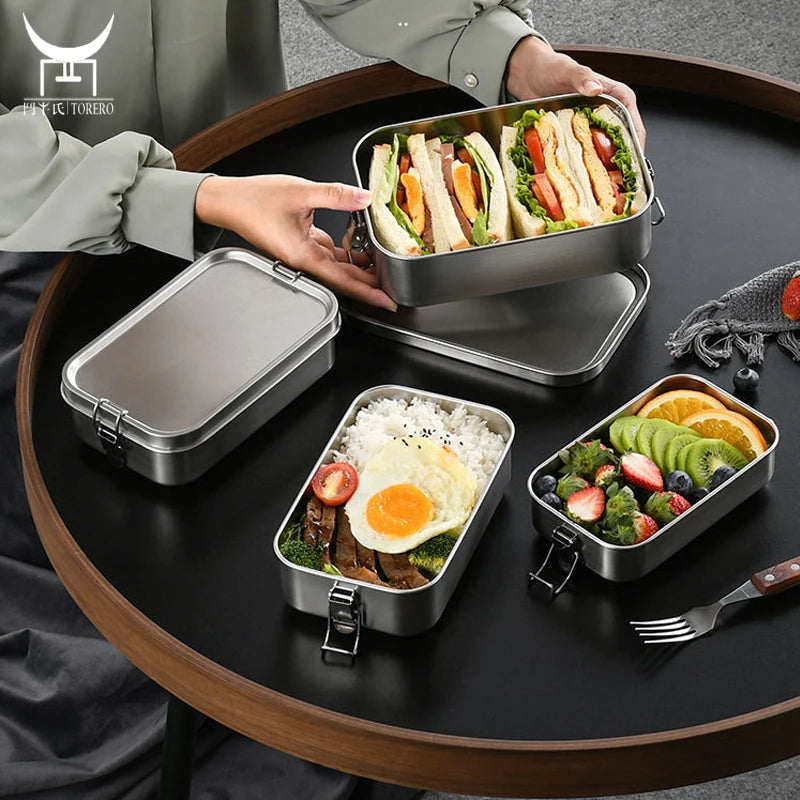 Reusable and Recycled 304 Stainless Steel Food Containers Wholesale Factory Bento Boxes Lunch Box for Offoce and Kids Student
