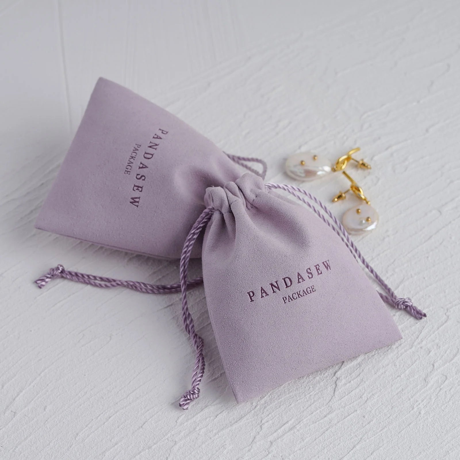 PandaSew Jewelry Bag Microfiber Drawstring Bag Jewelry Packaging Pouch with Custom Logo