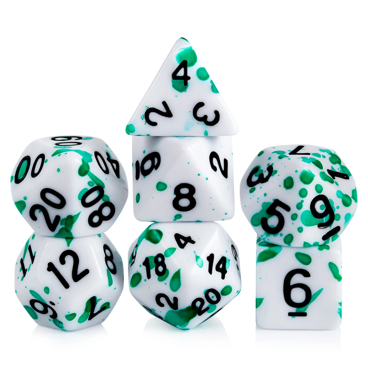 Vampire D&D Dice Set with Irregular Spray Green Dots Blood Polyhedral RPG Tabletop Game Dice Dungeons and Dragons Dice 7 Set MegaBDM
