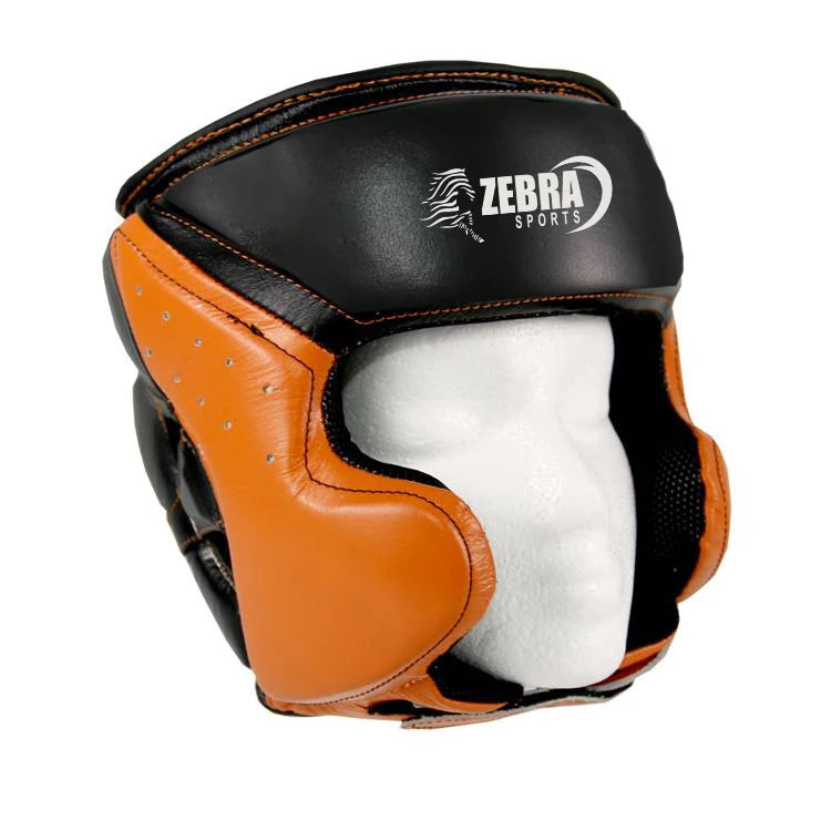 Zebra Sports Genuine Leather Red/Black Boxing Head Guards MMA Training Sparring Kick Boxing High Density Handmade Mold Wholesale