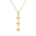 ROXI S925 Sterling Silver Long Tassel Three Eight-pointed Star Long Pendant Clavicle Chain Necklace