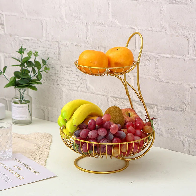 Wedding Durable Layer Storage Rack Kitchen Wire Metal Stackable 3 Vegetables 2 Tier Fruit Basket MegaBDM