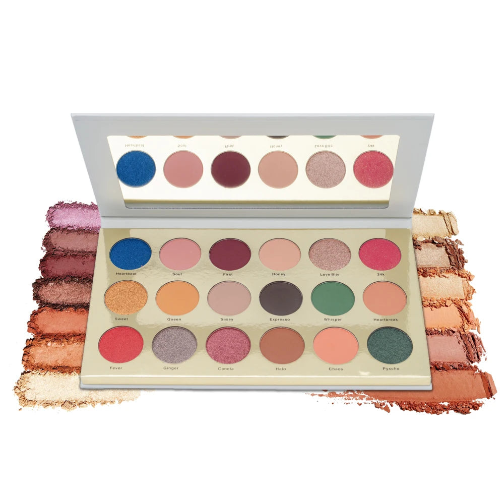 2022 New Empty Glitter High Pigmented Custom Private Label 18 Colors Eyeshadow Palette