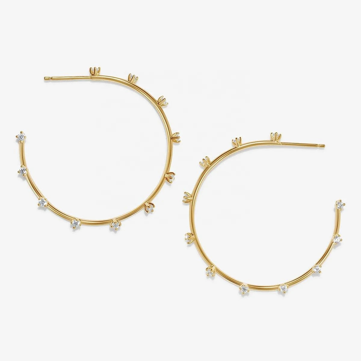 LOZRUNVE 925 Sterling Silver 14k 18k Gold Cubic Zircon Crystal Large Hoop Earring