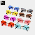 Funny Rimless Women Sun Glasses Uv 400 Fire Dripping Tears Crystal Tear Drop Sunglasses MegaBDM