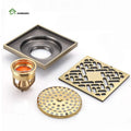 Modern Luxury Bathroom 4-Inch Square Shower Floor Drain Tile Insert Handmade Brass Polished Surface Eco-Friendly Easy