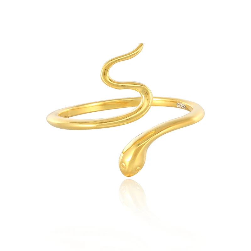 ROXI S925 Sterling Silver Fashion Ins Simple Personality Wild Smooth Snake Opening Ring