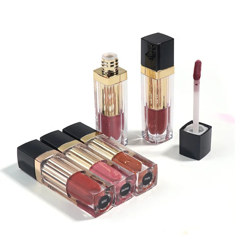 Unique Shaped Lipstick Tube Make up Lip Stick Metallic Pink Cream Matte Velvet Mini Liquid Lipstick