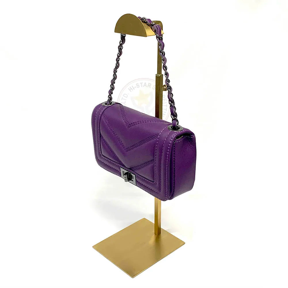 For Modern Eco-Friendly Stainless Steel Custom Logo Luxury Polish Silver Rack Purse Backpack Bag Handbag Display Stand