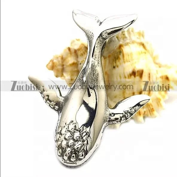 New Hip-Hop Necklace Cool Animal Whale Men's Stainless Steel Necklace Whale Pendant Metal Charm