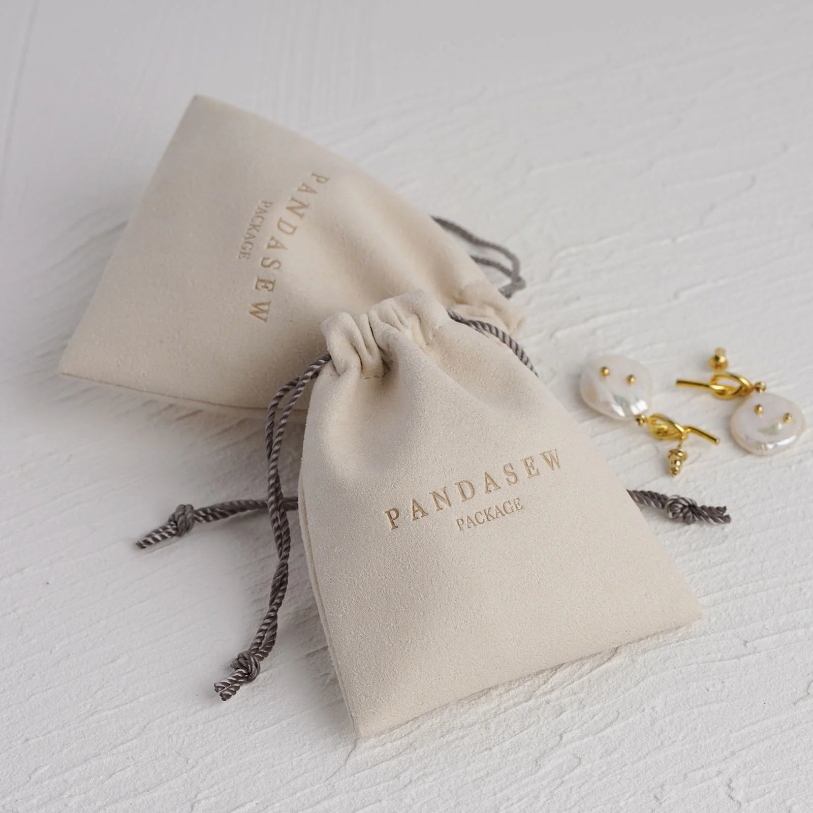 PandaSew Custom Logo Microfiber Drawstring Bags Bracelet Packaging Jewelry Pouch