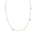 LOZRUNVE 925 Sterling Silver Gold Opal Pearl Rainbow CZ Stone Charm Necklace for Women Girls