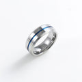 Wholesale 8mm Black Stainless Steel Ring for Men Classic Style Free Size Cut Diamond Rainbow Line Silver Plating Anniversary