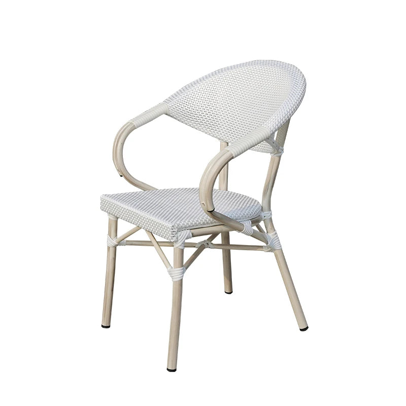 Mingmeng Restaurant Terrace Furniture Rattan Furniture Chair Set Aluminium Alloy Garden Chair White Chair