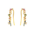ROXI 2021 Gold Plated Ear Cuffs Ladies Ear Clips S925 Sterling Silver Colorful Zircon Diamonds Earring Cuff