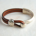 SC Hot Selling Men Antique Double Layer Leather Bracelet Cuff Bracelet Fashion Metal Hook Splice PU Leather Bracelets & Bangles