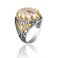 925 Sterling Silver White Agate Stone Turkish Men’s Ring – EU Local Stock