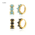 FUAMAY Fashion Jewelry Factories 2021 Blue Turquoise Gemstone Zirconia Hoop Earrings With Black Diamond