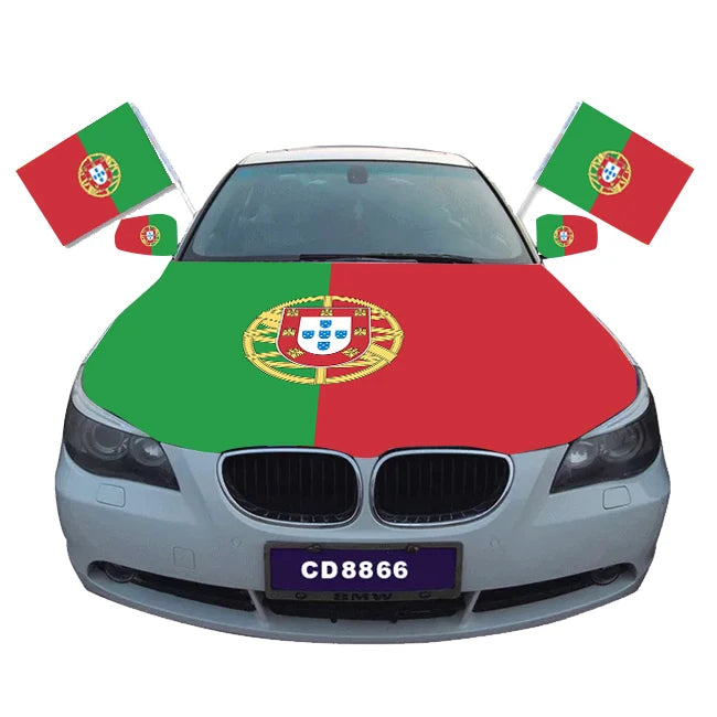 Promotional Car Hood Mirror Cover Flag Featuring Team Flags America France Germany Uruguay Portugal Made Durable Polyester MegaBDM