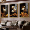 Relief Lotus Diamond Crystal Porcelain Painting Wall Painting for LIVING ROOM WALL Home Decoration