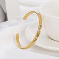 EManco 316L Stainless Steel Gold Bracelets Engraved Letter Cuff Bangles for Women Waterproof Jewelry MegaBDM