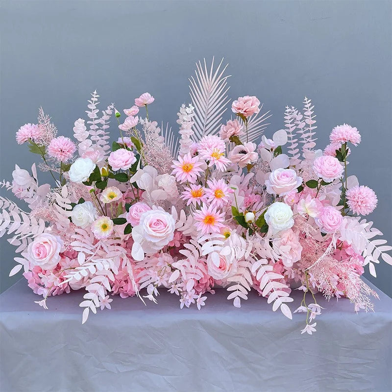 Factory Hot Selling Flower Row Flower Centerpiece Decor Artificial Flower Runner for Wedding Decoration