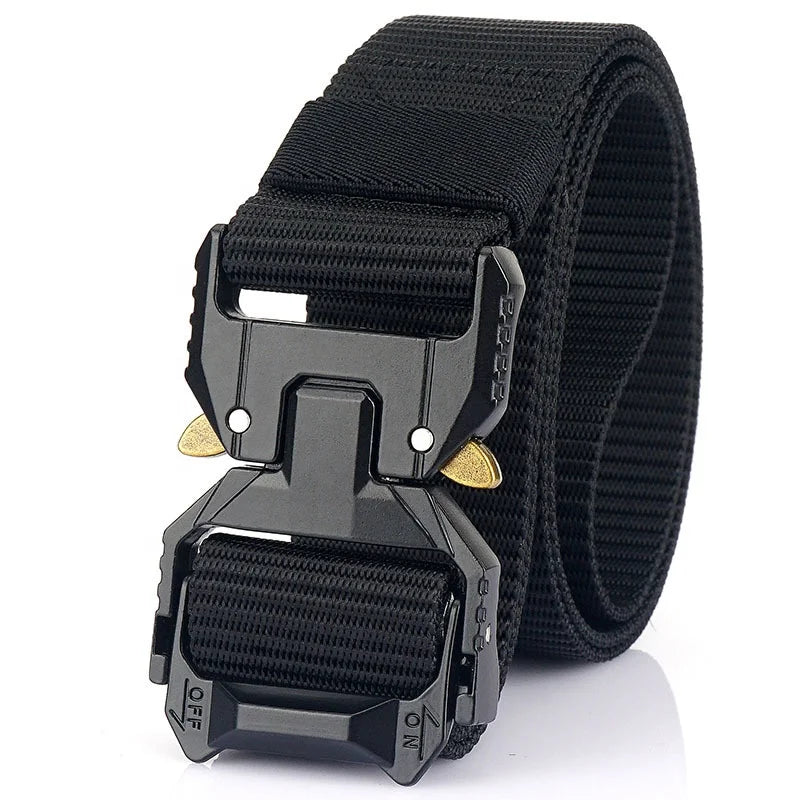 2025 New Alloy Buckle Custom Logo Belts 100% Nylon Tactical Belt with Quick Release Buckle for Men