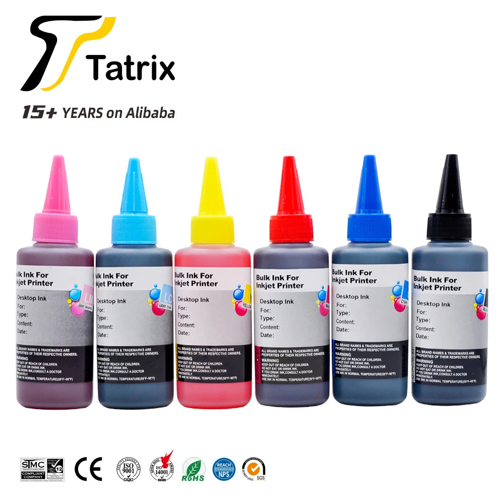 Tatrix Premium Compatible Refill Dye Ink Printing Inks Color Water Based Bottle Refill Bulk Inkjet Ink for Brother Printer