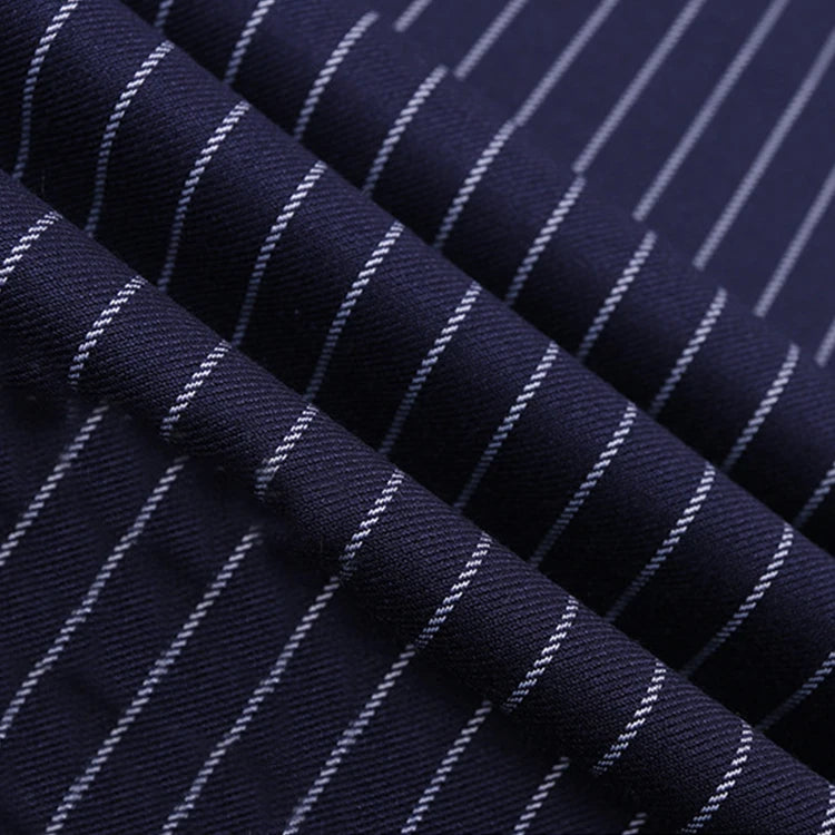 Wholesale Cheap Price Italian Rayon Material Business Wear Stripe Yarn Dyed Tr Suits Fabric for Mens