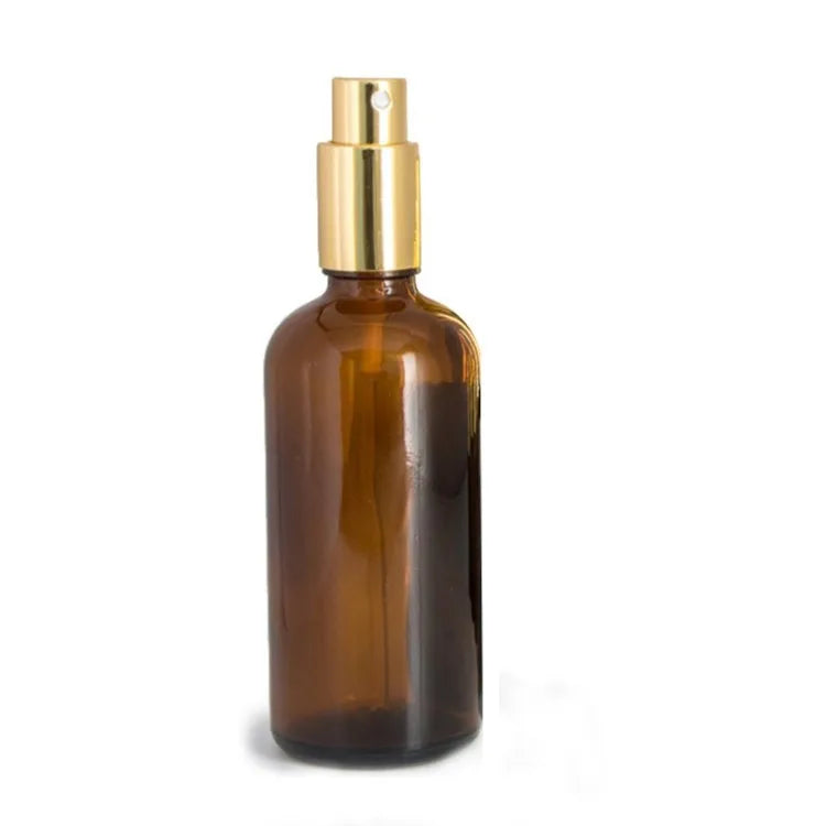 Empty Round 50ML Amber Essential Oil Perfume Glass Bottle with Spray