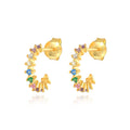 ROXI Creative Versatile Personality Earrings Simple C Type S925 Sterling Silver Color Zircon Stud Earrings