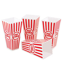 100 Pack Auto Fold Paper Popcorn Boxes Popcorn Containers Striped Red and White Great for Movie Theater Carnival Party