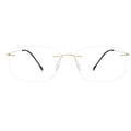 Low MOQ Designer New Fashion Square Rimless Ultralight Titanium Frame Eyeglasses with Clear Lens Durable Unisex Daily Wear