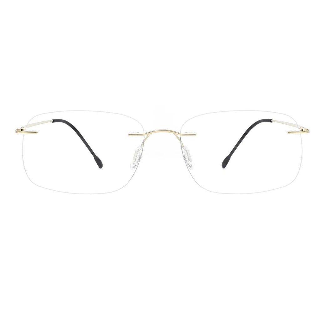 Low MOQ Designer New Fashion Square Rimless Ultralight Titanium Frame Eyeglasses with Clear Lens Durable Unisex Daily Wear