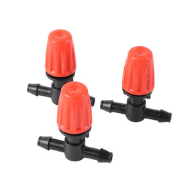 4 mm Hose Cooling Spray Nozzle Fogger Sprinkler Plastic Adjustable Misting Nozzle with Tee Joint for Garden Watering Irrigation