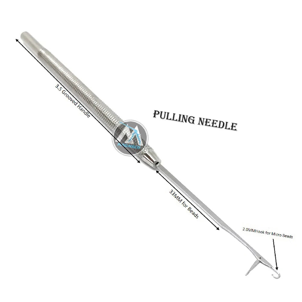 Steel and Stainless Steel Hair Extension Pulling Needles Strong Hold Crochet Hook with Color Rings and Beads