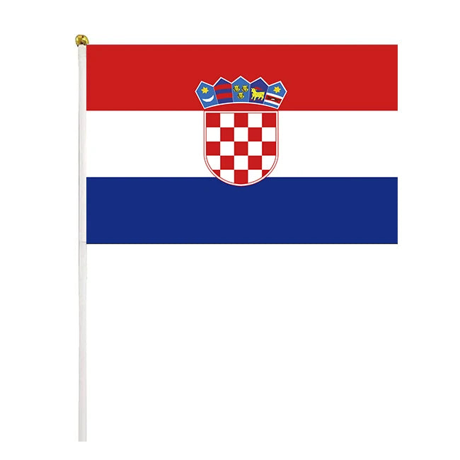 Custom 100d Polyester Referee Beeper Hand Waving Flag with Holder Argentinean American Flag Croatia Hand Flag Logo Custom
