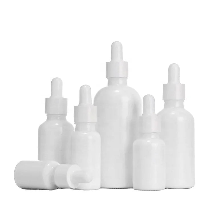Porcelain White Bottle Glass Pipette Bottle 10ml 15ml 30ml 50ml 100ml Refillable Essential Oil Dropper Bottles
