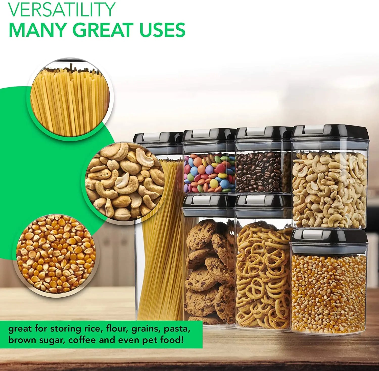 Food Storage BPA Free Stackable Plastic Storage With Airtight Lid Kitchen Organization Food Storage Container Plastic Canister