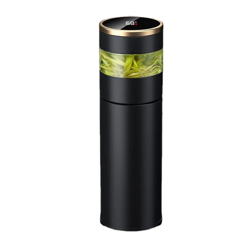 450ml Smart LED Temperature Display Tea Separation Water Bottle 316 Stainless Steel Vacuum Insulated Tea Tumbler with Filter