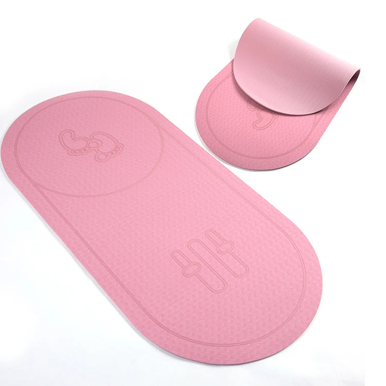Yewayoga Indoor Customized Logo Oval Shape Laser Engraving TPE Fitness Exercise Yoga Skipping Jump Rope Mat 130x60cm 6mm Thick