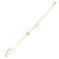 Pulsera Ajustable De Circonitas De Estrella De Ocho Puntas Con Dije De Oro Y Plata De 18 Quilates