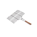 Portable Waterproof Heat Resistant Easily Cleaned Metal Barbecue Grilling Basket with Folding Design and Wood Handle
