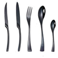High-Grade Western Steak Knife and Fork Spoon Set Black Gold with Plastic Handle for French Food