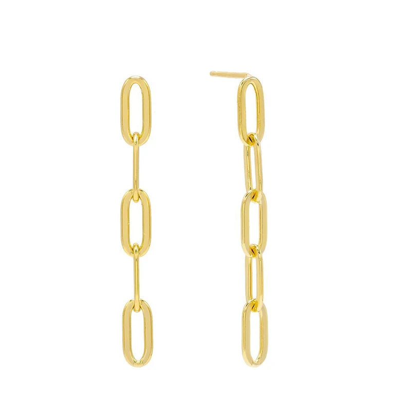 ROXI S925 Sterling Silver New Fashion Paper Clip Chain Stud Earrings 18K MegaBDM