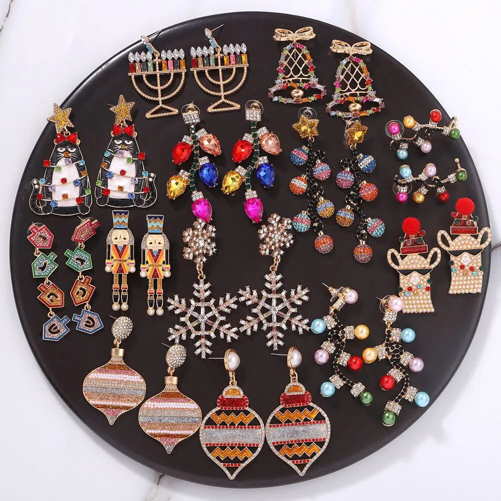 HOVANCI 2022 Jewelry Christmas Minimalist Cartoon Cute Resin Beaded Christmas Earrings