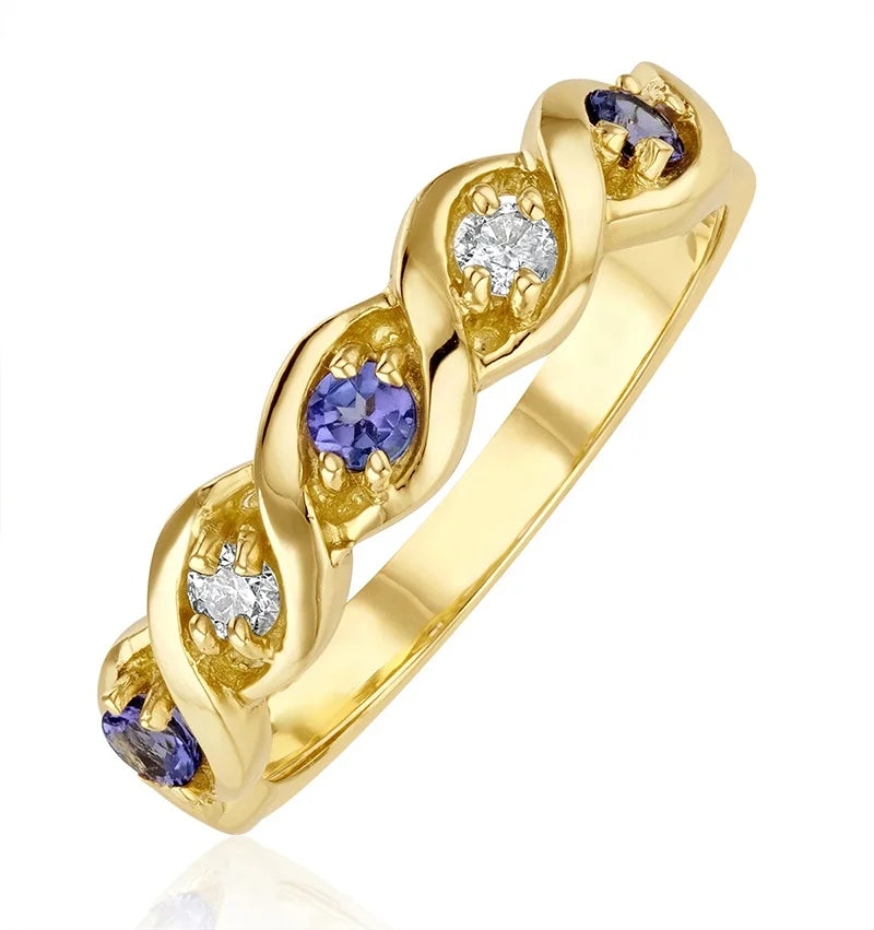 Milskye Custom Delicate 925 Silver 18k Gold Plated White Zircon Sapphire Twist Ring Engagement