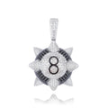 New Iced Out Trippieredd Inspired Sport Spike 8-ball Billiard Ball Number 8 Pendant Necklace With Free Chain Hip Hop Jewelry